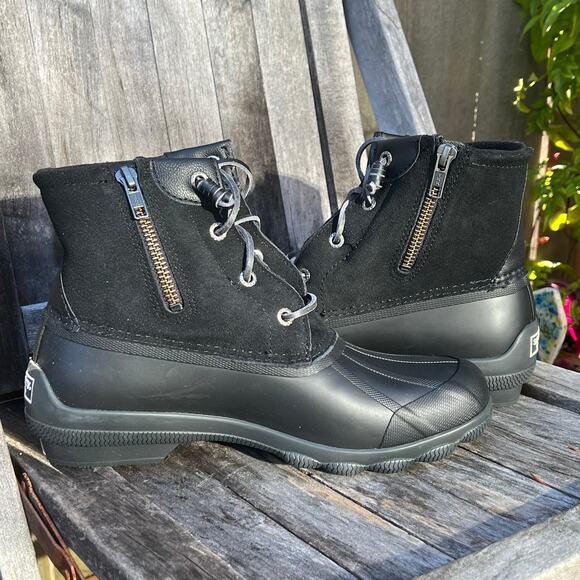 SPERRY Syren Gulf Duck Boot Black Womens Size 7 NEW Rain Waterproof - Picture 6 of 9